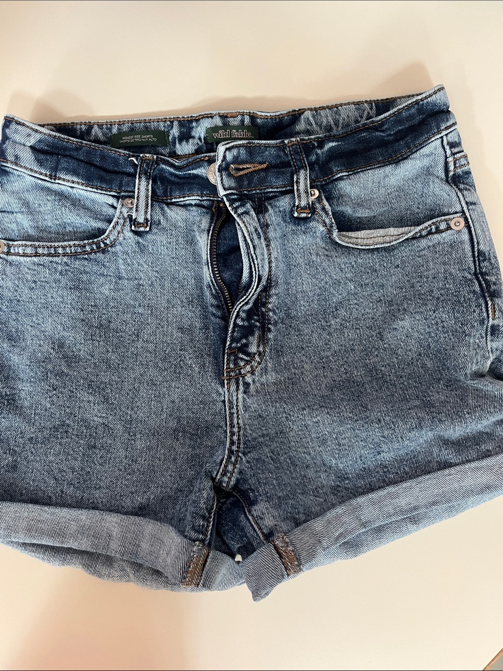 wild fable Light Blue Roll-Cuff Denim Shorts